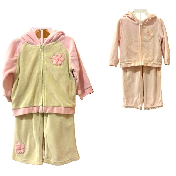 Jillian'S Closet Other - Sweet Baby Girls BUNDLE of 2 Matching Velour Zip Sets, 4 Pieces Total! 12 Months